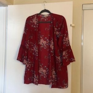 Red floral cover up